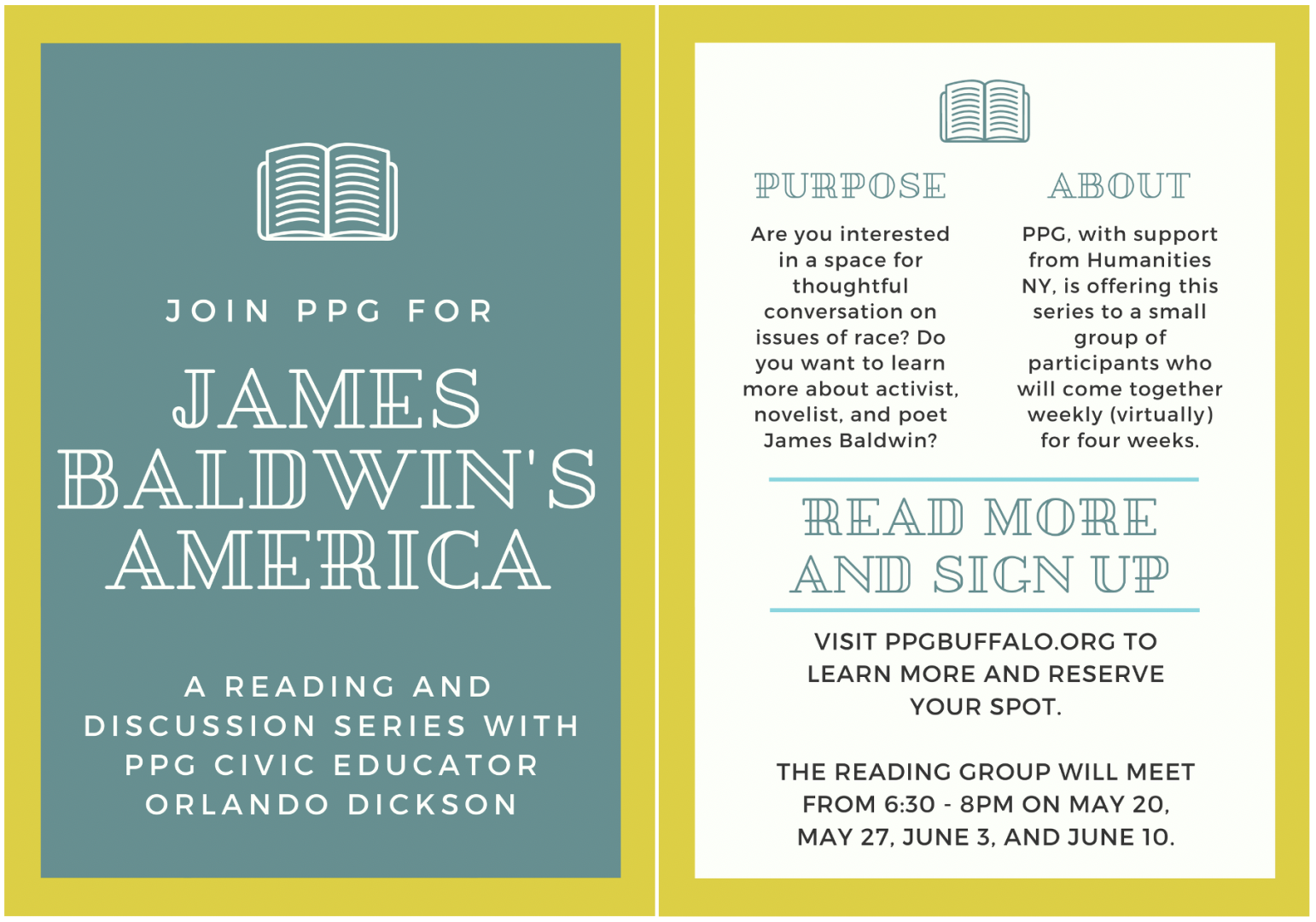 PPG Announces James Baldwin’s America – A Reading & Discussion Series with Civic Educator Orlando Dickson