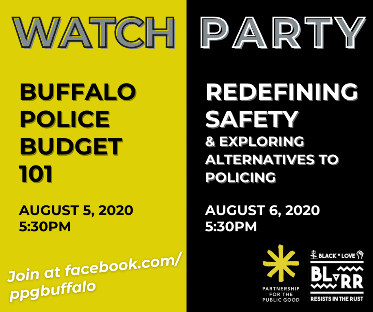 Watch Parties: Buffalo Police Budget 101 & Redefining Safety Workshops