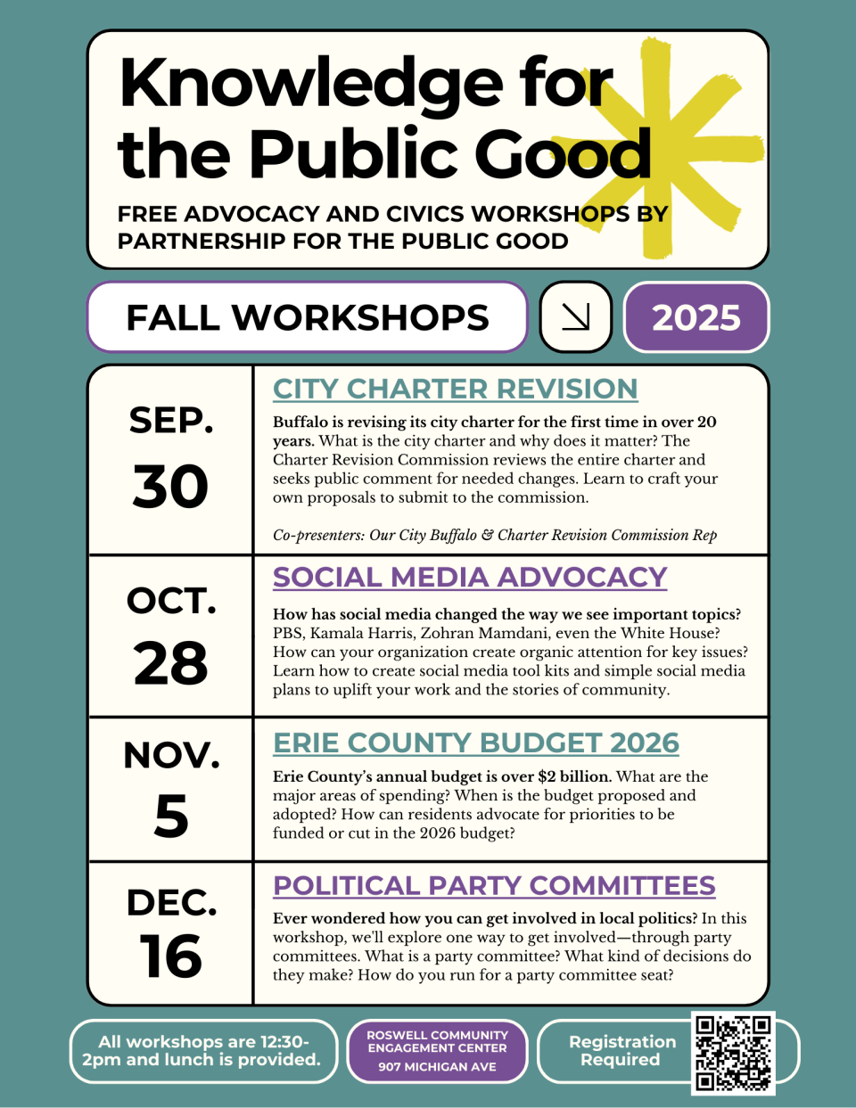 Knowledge for the Public Good: Fall 2025 Workshops